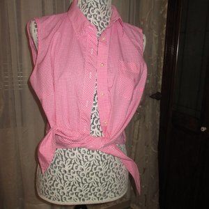 Vintage Ralph Lauren Women's Blouse/Pink Check/Short Sleeve